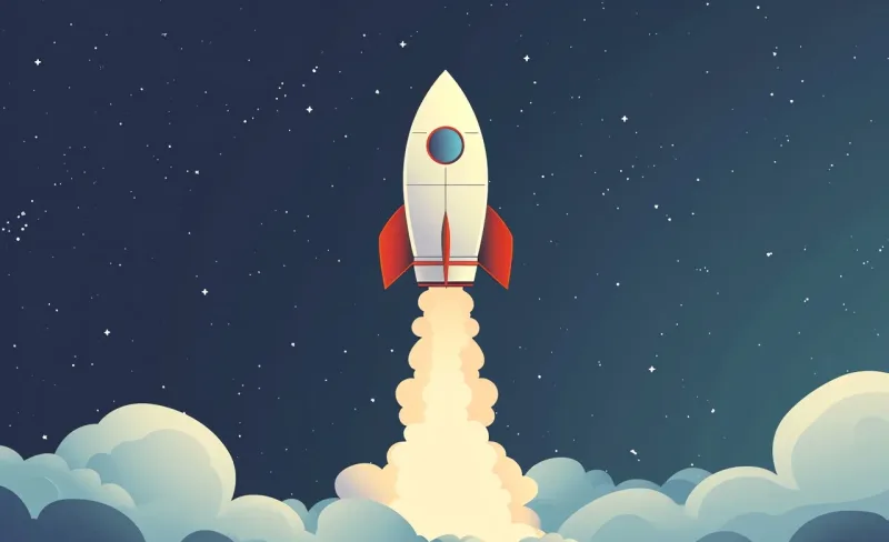 takeoff of a rocket to space, success concept , AI generated image